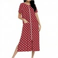 thumbnail image 1 of Dasayo Soft Womens Nightgowns Zipper Chemise Red Nightshirts Side Split Polka Dot Sleepwear Sleepwear for Women XL, 1 of 7