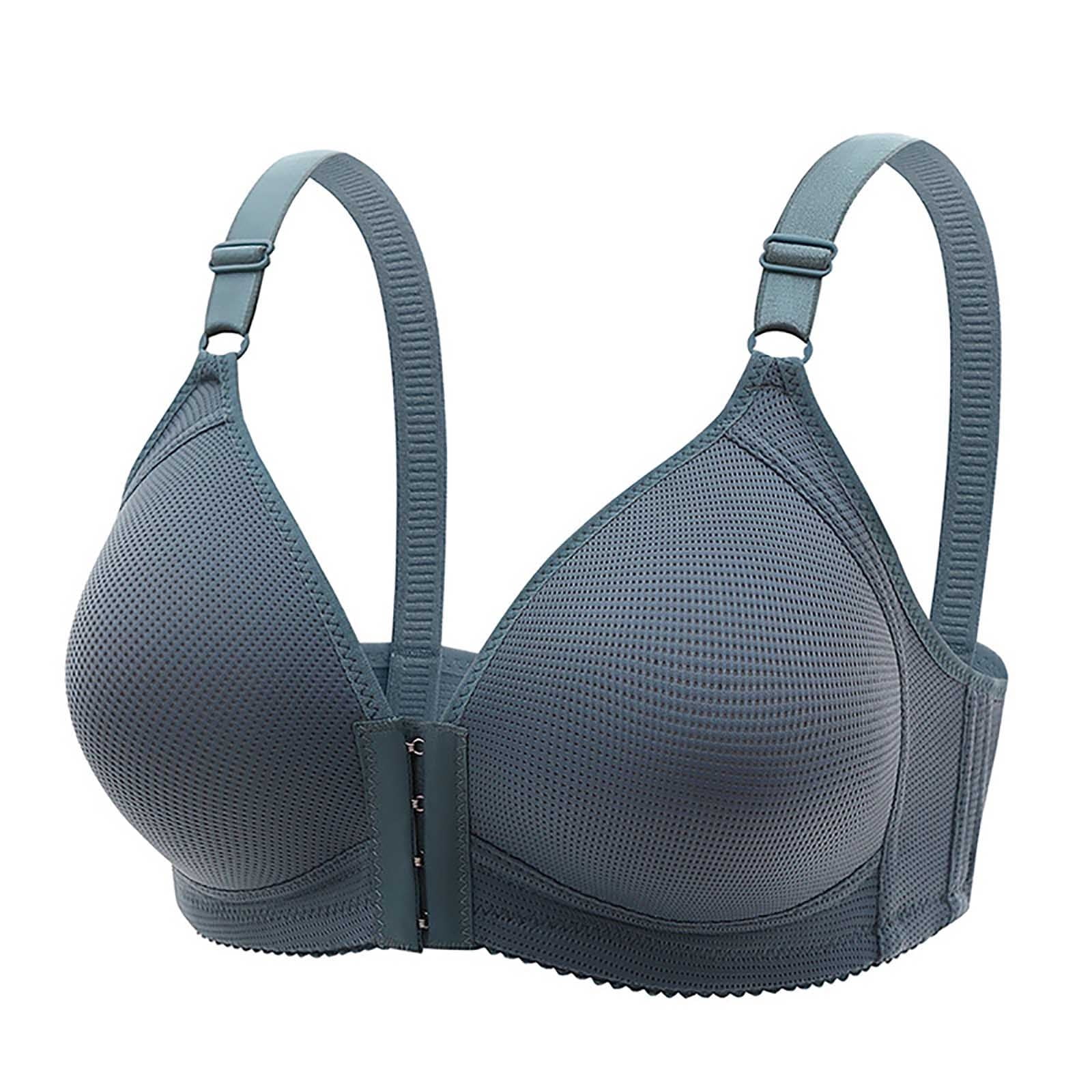 Dasayo Solid Bras for Women Full Coverage Back Fat No Underwire Front  Closure Bras Snap Front Bra Older Women Everyday 