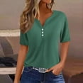 thumbnail image 1 of Dasayo Solid T Shirts for Women Trendy Summer Green Short Sleeve Tshirts V-Neck Blouse Womens Tops Summer Casual, 1 of 5