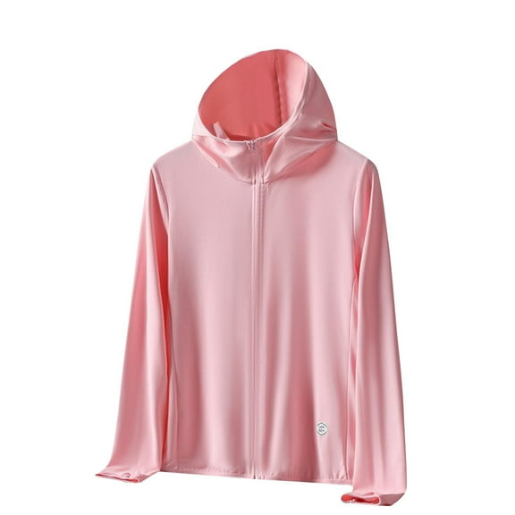 Dasayo Sport Coats for Women Hooded Pink Uv Protection Full-Zip Jackets Pullover Lightweight Hoodies Womens Jacket L