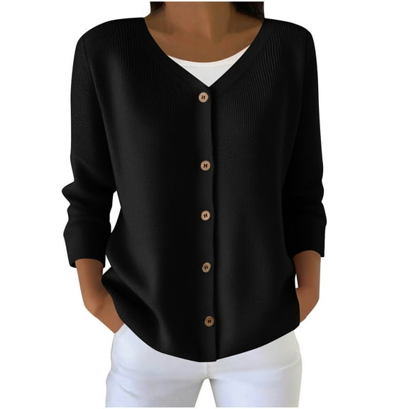 Dasayo Spring Women's Coats Open Front Knit Black Lightweight Cardigan Button Down Coats Womens Jackets Trendy L