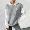 thumbnail image 1 of Dasayo Sweatshirt for Women Long Sleeve Waffle Knit Gray Loose Drawstring Colorblock Hoodies Tops for Women S, 1 of 5