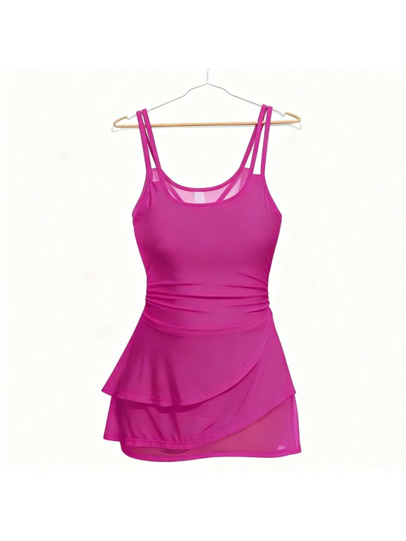 Swimsuits for Women Two Piece Modest Tummy Control Ruched Ruffle Swimwear Bathing Suits for Women over 60 XXL