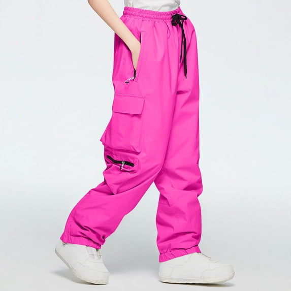 Dasayo Thick Women Pants Taper Cargo Snowpants Drawstring Solid Waterproof Pants Sweat Pants for Womens XXL