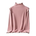 thumbnail image 1 of Dasayo Tops for Teachers Winter Thermal Long Sleeve Pink Undershirts Ruffle Warm Turtleneck Clothing Women's T-Shirts XL, 1 of 3