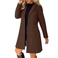 thumbnail image 1 of Dasayo Trench Women's Coats Peacoat Dressy Brown Business Casual Collared Coats Jacket Women XXXL, 1 of 9