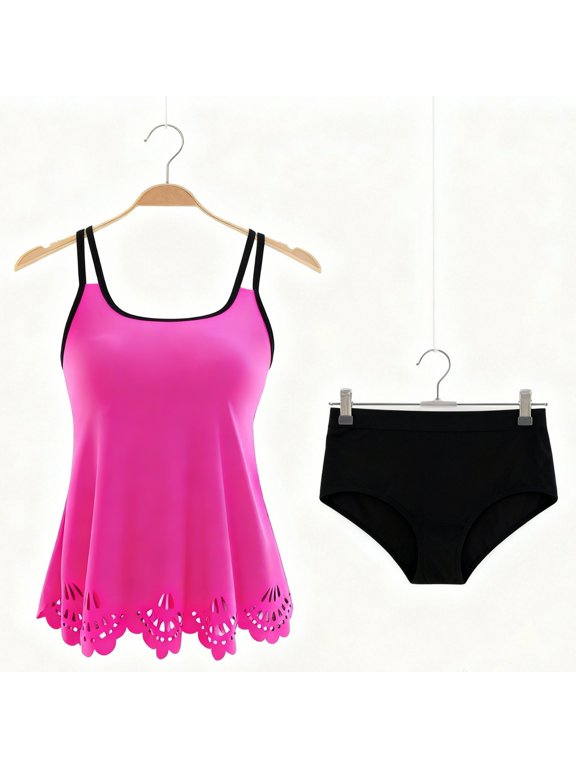 Two Piece Women Swimsuits Modest High Waisted Tummy Control Cutout Bathing Suit Bathing Suits for Women over 60 L