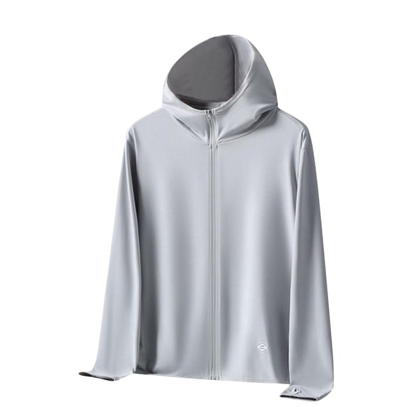 Dasayo Uv Protection Womens Coats Full-Zip Hooded Sport Gray Jackets Pullover Lightweight Hoodies Jackets for Women L