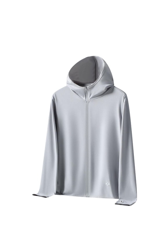 Uv Protection Womens Coats Full-Zip Hooded Sport Gray Jackets Pullover Lightweight Hoodies Jackets for Women L