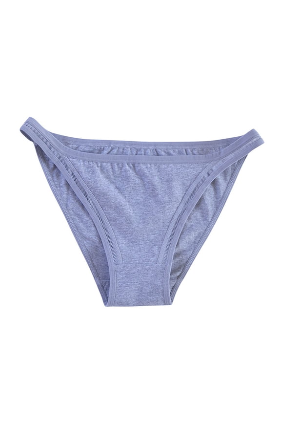 V-Strings Lingerie for Women Gray Cotton Solid Mid Waist Cheeky Hipster Shapewear for Women Thong M