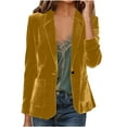 thumbnail image 1 of Dasayo Velvet Womens Blazer Dressy Yellow Suit Office Fitted Blazer Jacket Women XL, 1 of 9