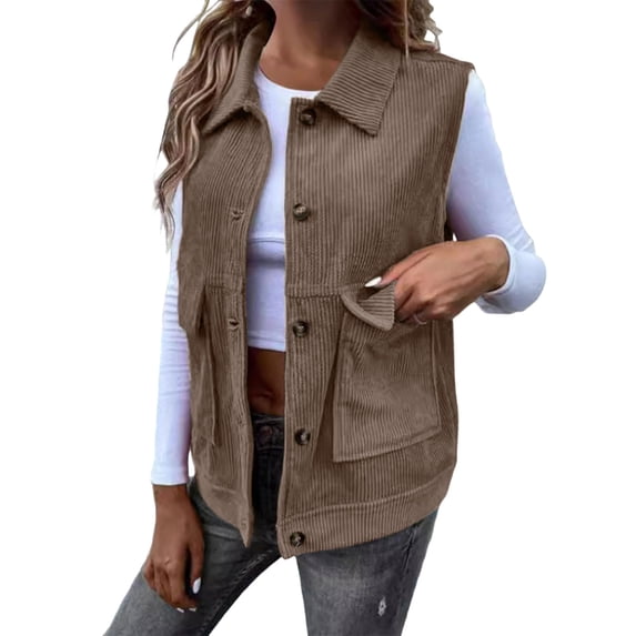 Dasayo Vest for Women Open Front Corduroy Plus Size Yellow Collared Western Vest Coat for Women XXL