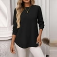 thumbnail image 1 of Dasayo Waffle Knit Women's Tops Dressy Black Long Sleeve Solid Fall Blouses Womens Sweatshirts S, 1 of 6