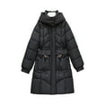 thumbnail image 1 of Dasayo Warm Women's Coats Black Dressy Full-Zip Puffer Jackets Elastic Waist Hooded Outerwear Women Jacket XXXL, 1 of 8