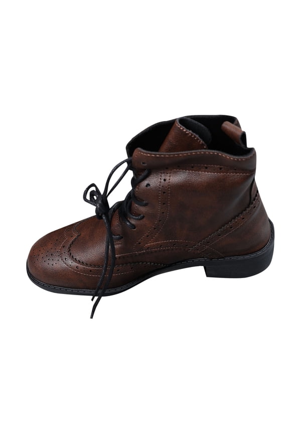 Western Womans Boots Ankle Bronze Chelsea Dressy Lace up Pointed Toe Faux Leather Boots Woman Shoes 40