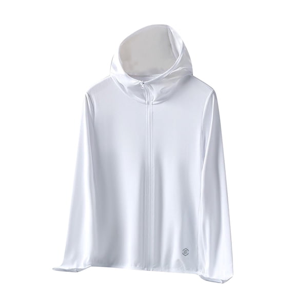 Dasayo White Coats for Women Hooded Full-Zip Uv Protection Sport Jackets Lightweight Hoodies Jackets for Women L