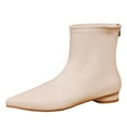 thumbnail image 1 of Dasayo Wide Calf Woman Boots White Ankle Dress Flat Pointed Toe Faux Leather Boots Womans Shoes 42, 1 of 9