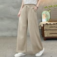 thumbnail image 1 of Dasayo Wide-Leg Pants for Women Beige Palazzo Cotton Linen Trousers Drawstring Pull On Slacks Women Leggings XXL, 1 of 5