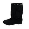 thumbnail image 1 of Dasayo Wide Width Booties for Women Mid-Calf Black Western Low Heel Winter Fringe Cowboy Boots Women Shoes 36, 1 of 9