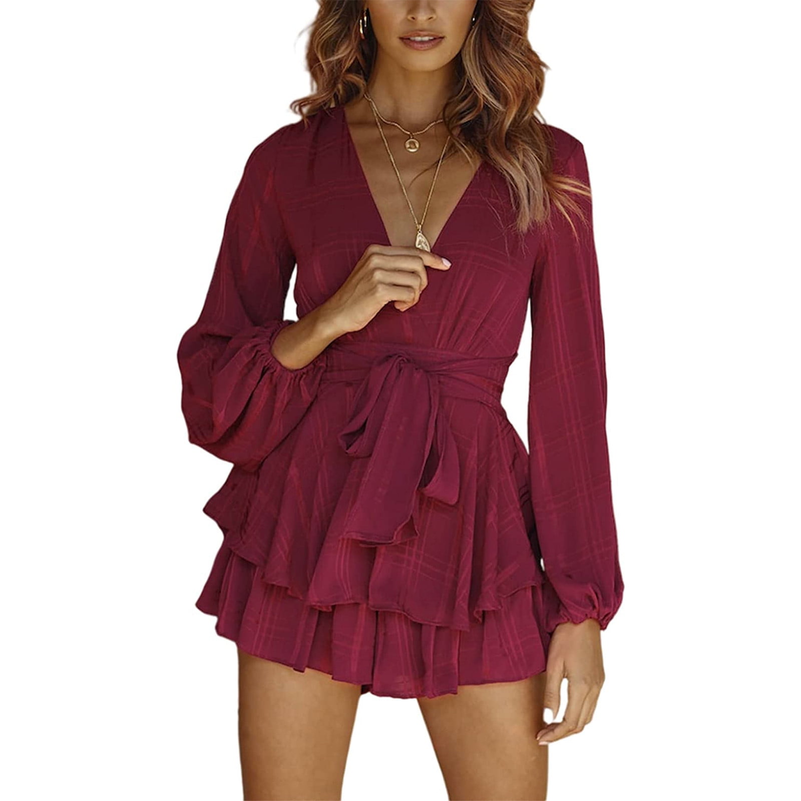 Dasayo Wine Rompers for Women Womens Fashion Summer Solid Casual