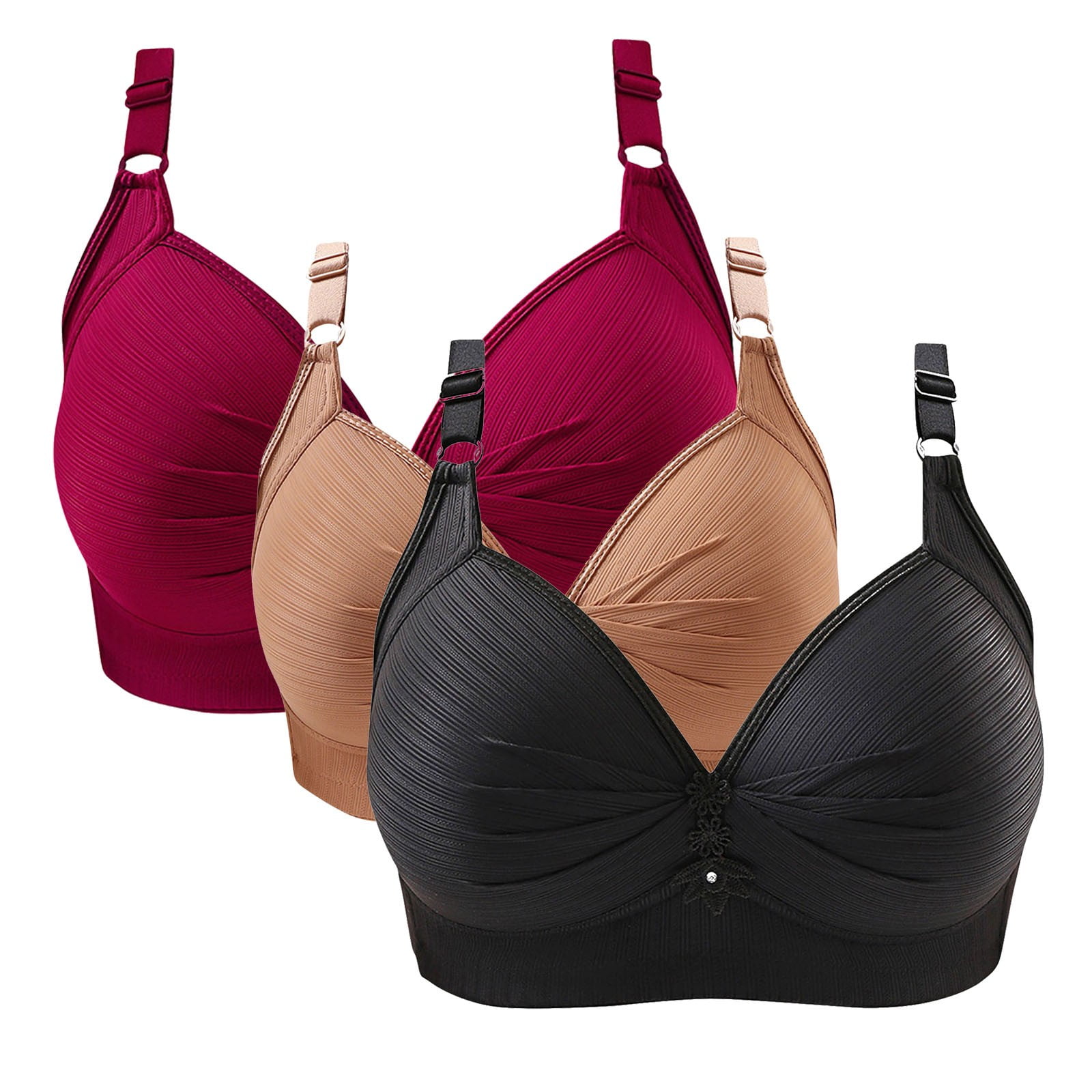 Dasayo Wirefree Bralette for Womens Full Coverage Bras Push Up 3Pcs ...