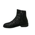 thumbnail image 1 of Dasayo Woman Boots Black Low Heel Fall Ankle Round Toe Side Zipper Sparkly Boots Womans Shoes 36, 1 of 6