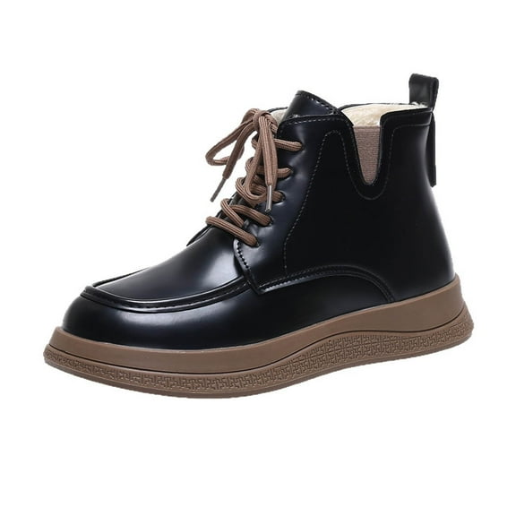 Dasayo Womans Boots Ankle Riding Hiking Black Non Slip Furry Lace up Booties Women Shoes 36