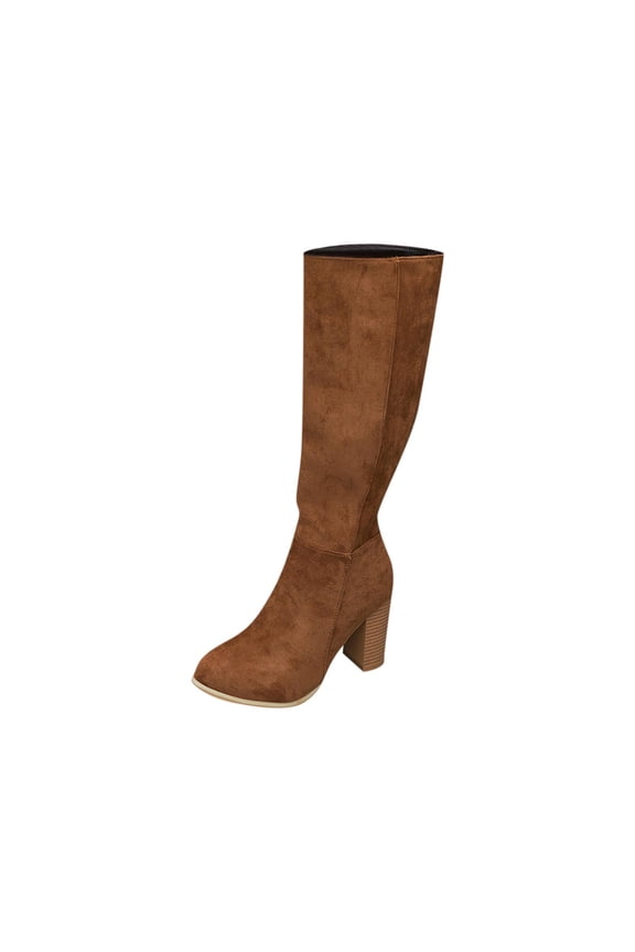 Womans Boots Brown Dress Mid-Calf Wide Width Kitten Heel Elegant Pointed Toe Boots Womens Shoes 38