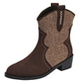 thumbnail image 1 of Dasayo Womans Boots Wide Width Western Yellow Ankle Snip Toe Fashion Low Heel Cowgirl Boots Women's Shoes 39, 1 of 9