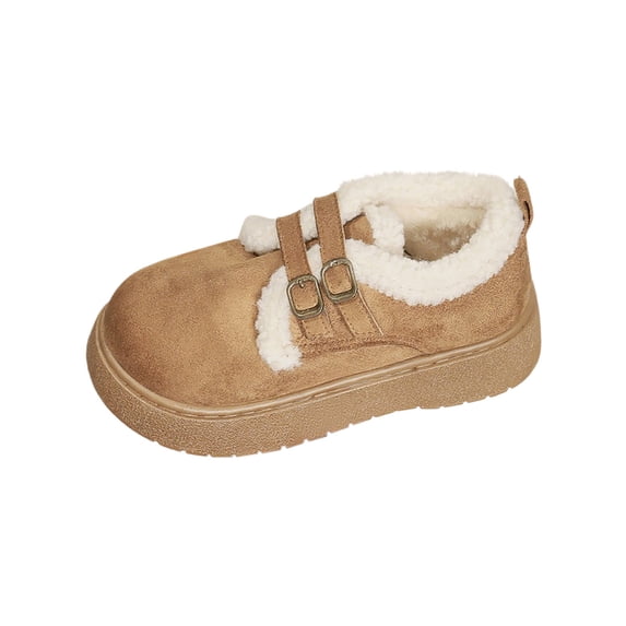 Dasayo Women Boots Footwear Chunky Ankle Furry Brown Ski Buckles Pull on Non Slip Shoes Womens Shoes 38