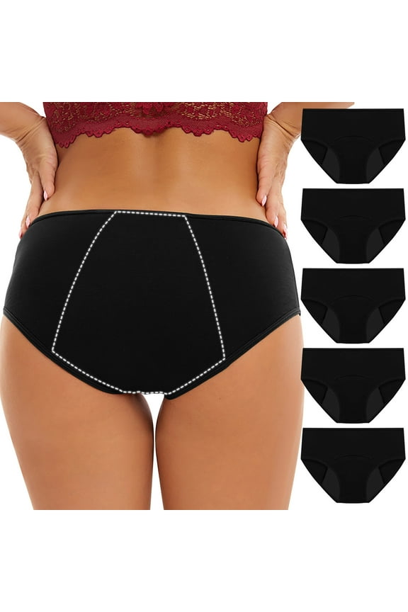 Women Lingerie $3 Period Plus Size High Cut Leakproof 5 Pack Tanga Panties for Plus Size Women L