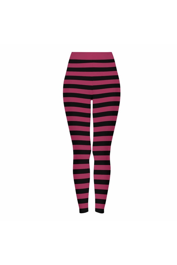Women Leggings High Waist Slim-Leg Ultra Soft Pink Jeggings Buttery Soft Striped Tights Trousers for Women M