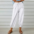 thumbnail image 1 of Dasayo Women Plus Size Capris Elastic Waist Drawstring Pants Summer Solid Trousers with Pockets, 1 of 9