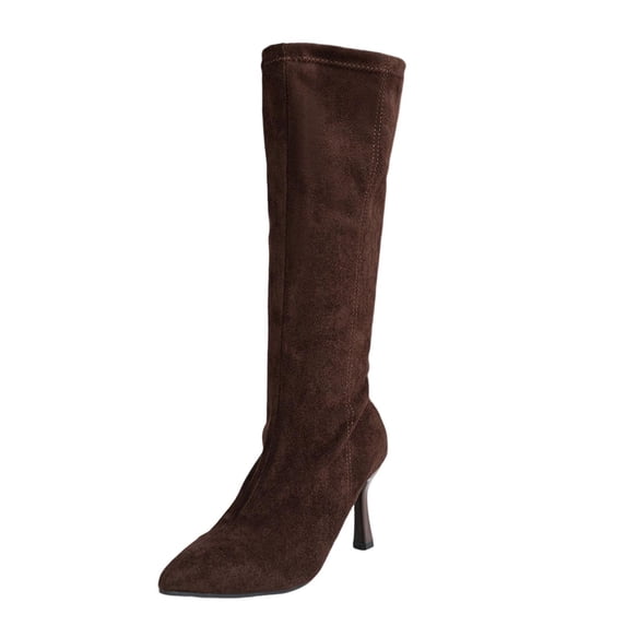 Dasayo Women's Boots Bronze Dress Mid-Calf Fall Snip Toe High Heel Elegant Boots Woman Shoes 40