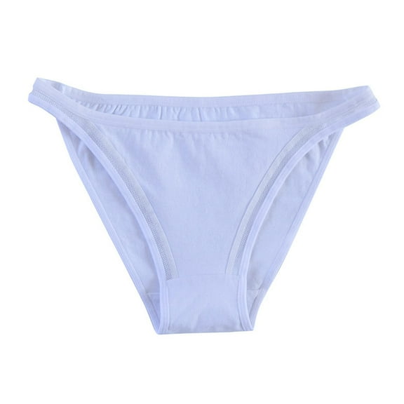 Dasayo Women's Lingerie Cotton White V-Strings Solid Mid Waist Cheeky Hipster Underwear for Women Thong M