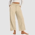 thumbnail image 1 of Dasayo Women's Pants Wide-Leg Yellow Elastic Waist Palazzo Sweatpants Yoga Drawstring Solid Activewear Women's Capris M, 1 of 7