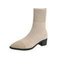 thumbnail image 1 of Dasayo Womens Booties Beige Dress Pointed Toe Ankle Stretch Mesh Low Heeled Soft Boots Women Shoes 39, 1 of 5
