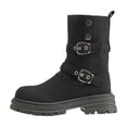 thumbnail image 1 of Dasayo Womens Boots Low Heel Ankle Black Cowboy Buckles Non Slip Round Toe Western Shoes Women Shoes 36, 1 of 9