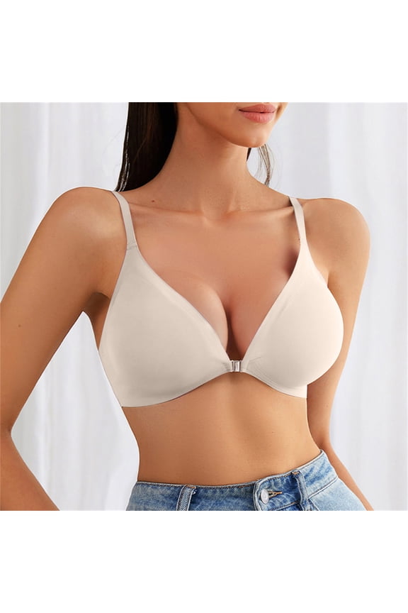 Womens Fashion Bras No Underwire Full Coverage Thin Straps Front Buckle Bras 18-Hour Ultimate Lift Breathable Bralette 2023