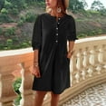 Dasayo Womens Going Out Dresses Knee Length Black Short Sleeve Casual