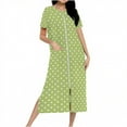 thumbnail image 1 of Dasayo Womens Nightgowns Zipper Long Cozy Nightgowns Polka Dot Side Split Pajamas Gowns for Women Sleepwear M, 1 of 7