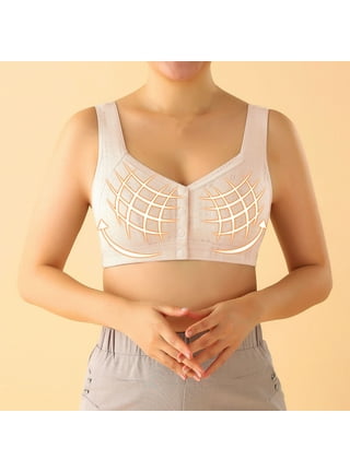 BYDOT Women Front Closure Bra Post-Surgery Shaper Underwear Compression Posture  Corrector Crop Top with Breast Support Band 
