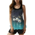 thumbnail image 1 of Dasayo Womens Two Piece Tankini Tummy Control Modest Summer Blue Ruched High Waisted Floral Tankinis for Women XL, 1 of 8