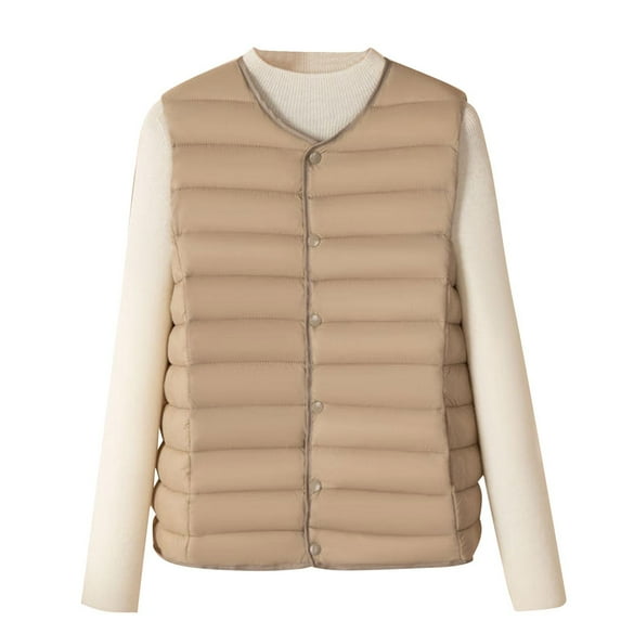Dasayo Yellow Women's Coats Puffer Button Down Winter Waistcoat Solid Light Quilted Sleeveless Vests for Women 2025 XXXL