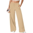 thumbnail image 1 of Dasayo Yoga Pants for Women Trendy Palazzo Wide-Leg Yellow Plus Size Drawstring Sweatpants Womens Joggers L, 1 of 6