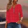 thumbnail image 1 of Dasayo Zip up Ladies Tops Loose Long Sleeve Red Lightweight Polka Dot Blouses Womens Sweatshirt L, 1 of 5