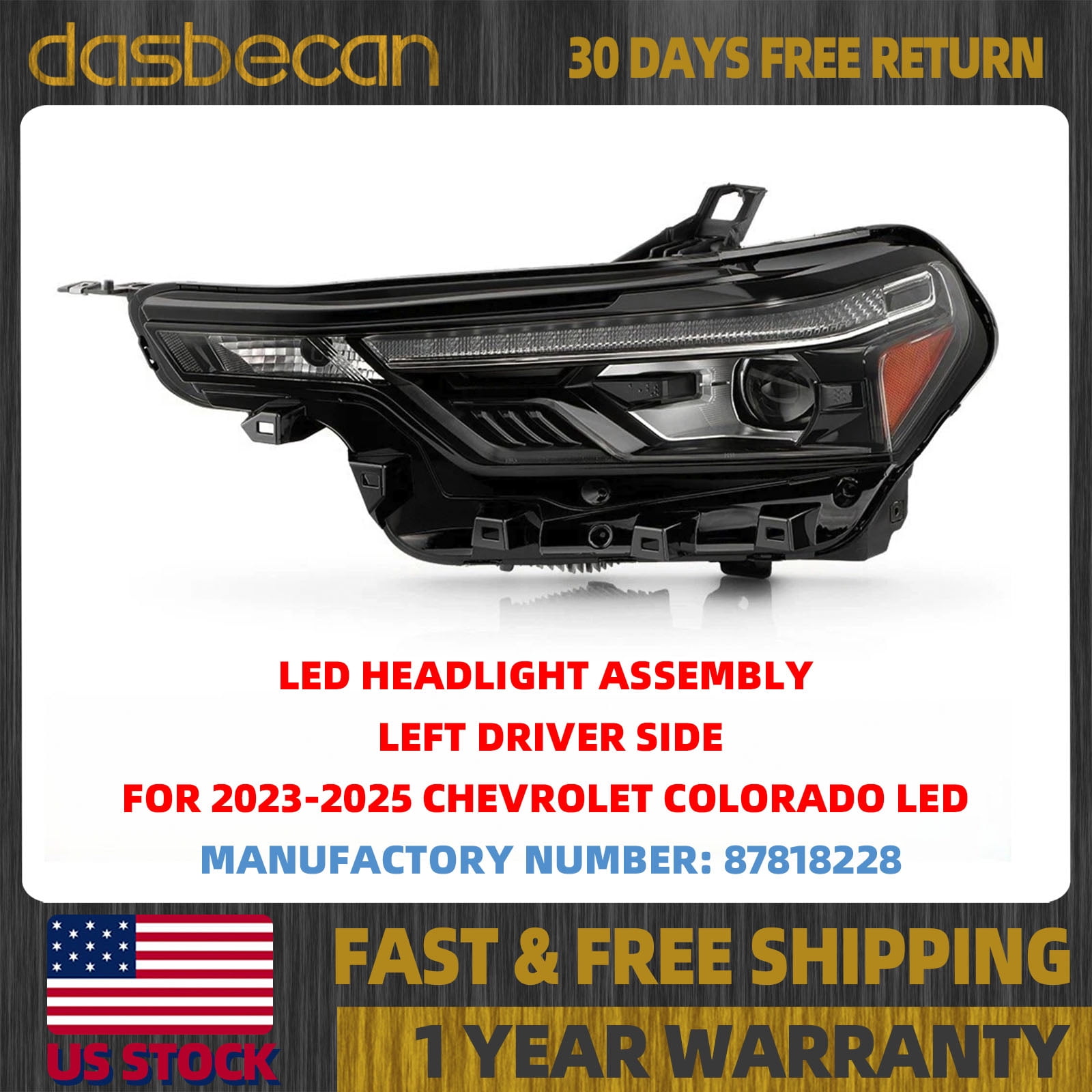 Dasbecan Left Driver Side LED Headlight Headlamp For 2023-2025 ...