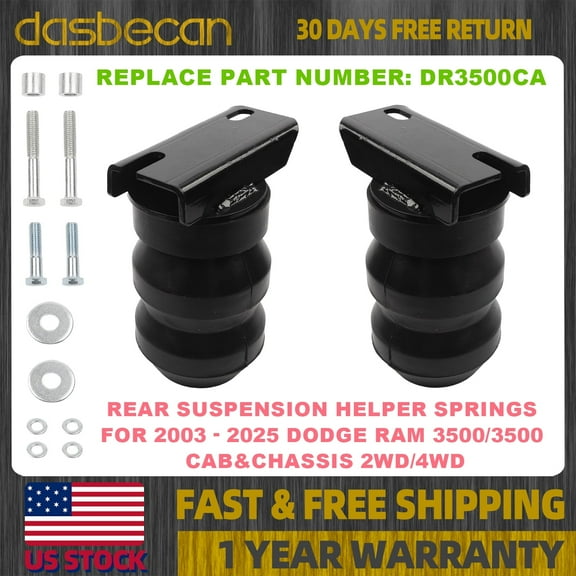 Dasbecan Rear Suspension Enhance Rubber Helper Spring Kit Up to 8600 lbs Load Capacity Compatible With 2003-2025 RAM Dodge Ram 3500 Cab&Chassis 2WD/ 4WD DR3500CA Rear SES Kit
