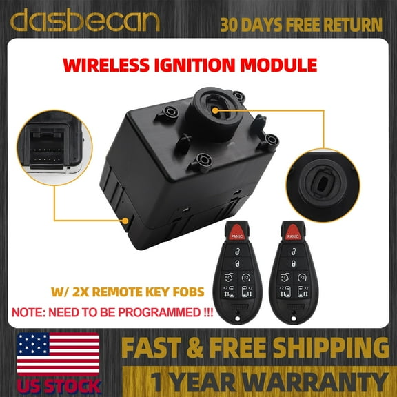 Dasbecan Wireless Ignition Module w/ Remote Key For Jeep Dodge Chrysler Ram 11-14 601-082