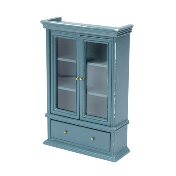 Dasbsug 1:12 Doll House Accessories Dollhouse Miniature Modern Living Room Locker Double Door Glass Cabinet Simulation Furniture
